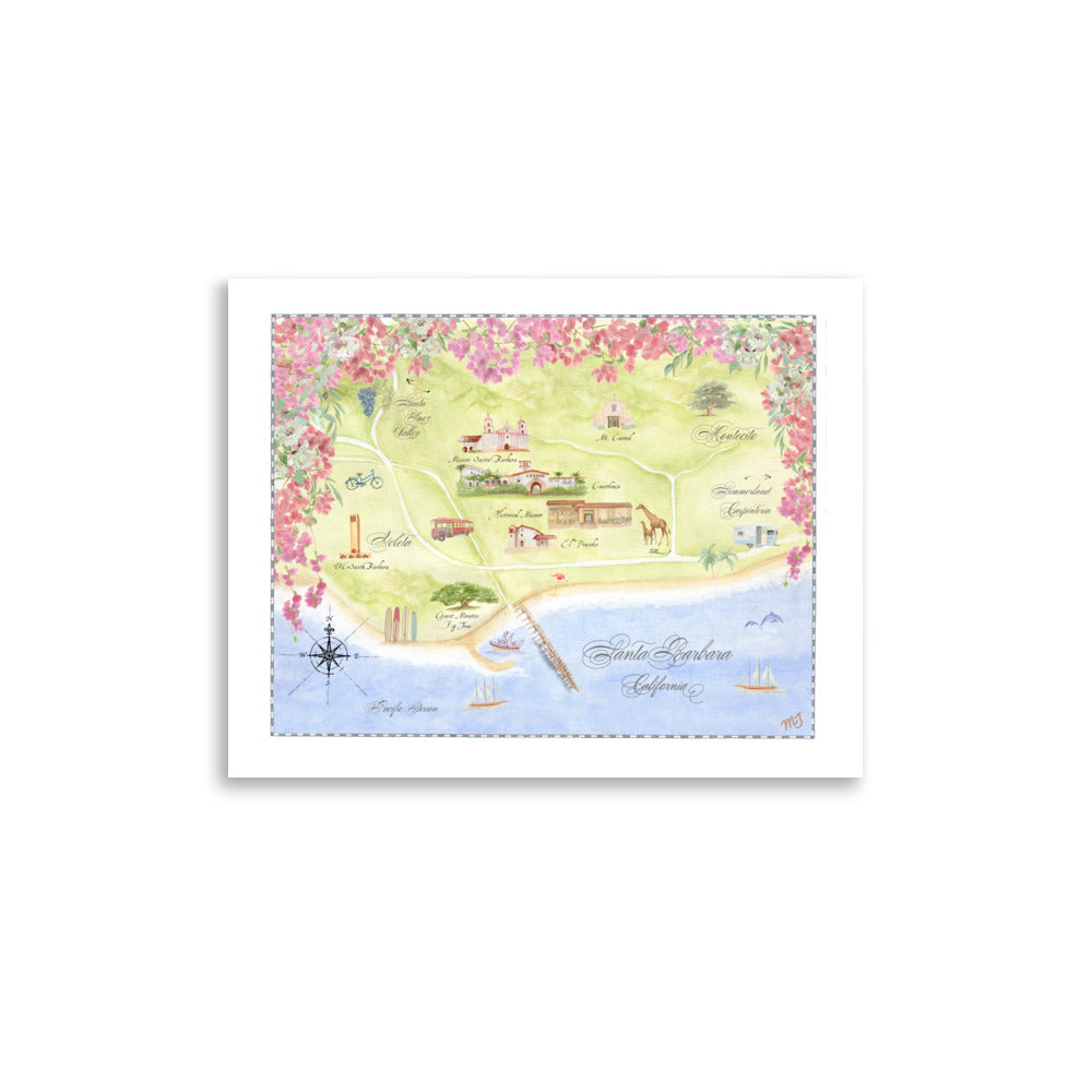 Santa Barbara Map Art Print