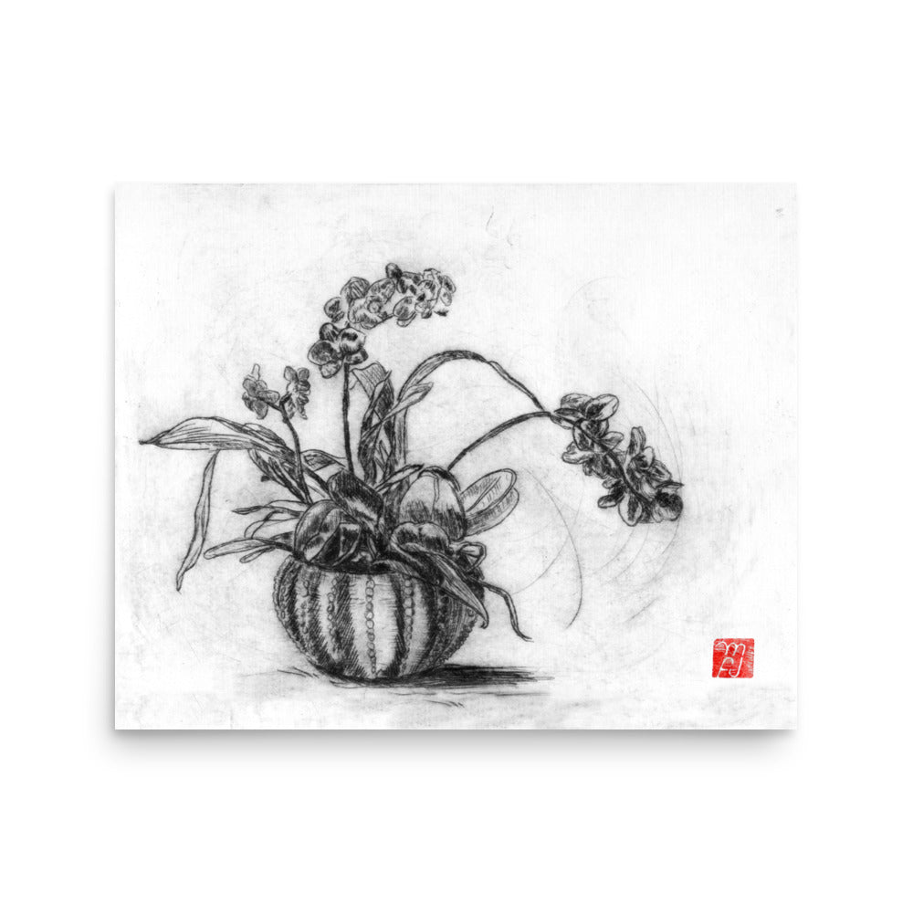 Planted Orchid etching Art Print