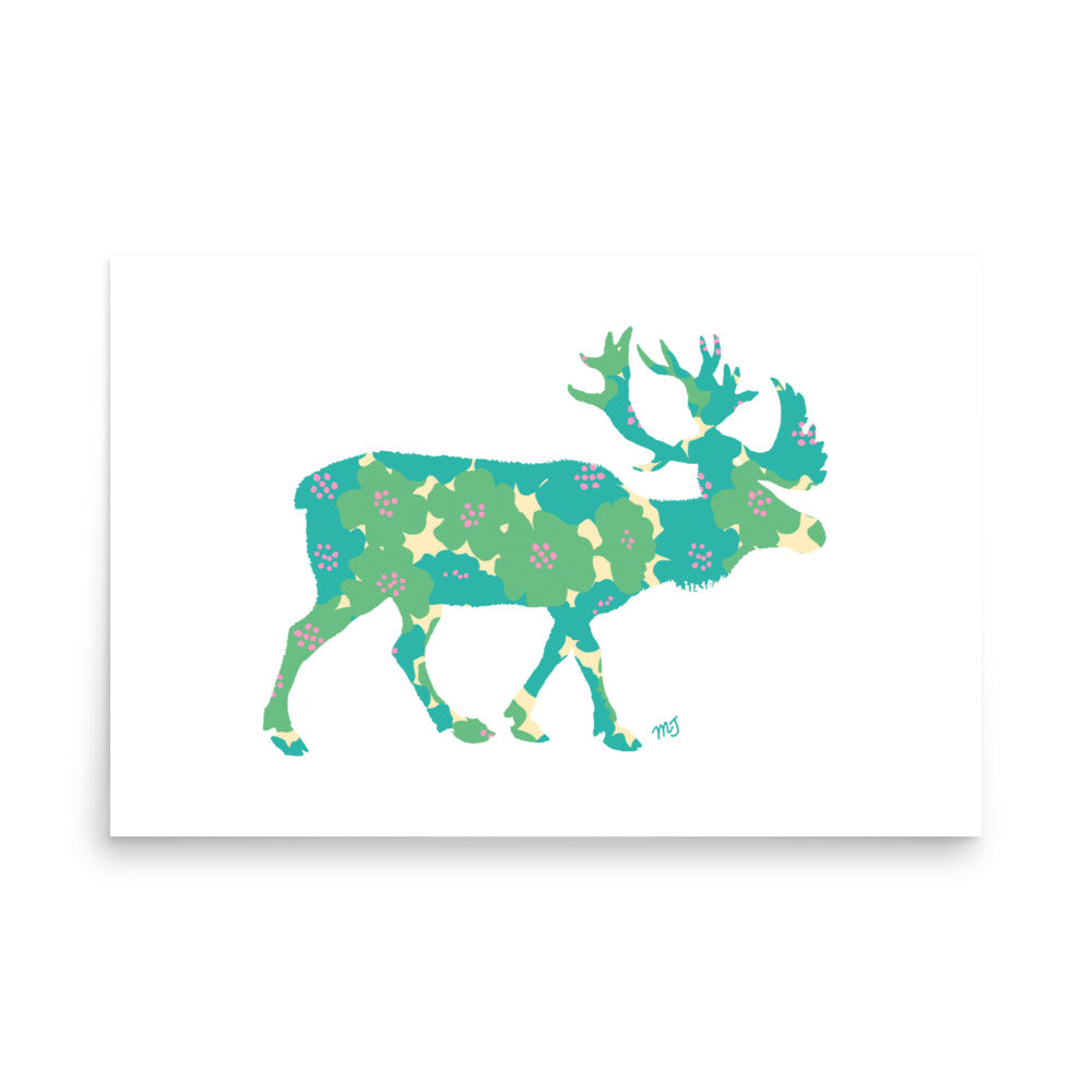 Floral Elk Art Print