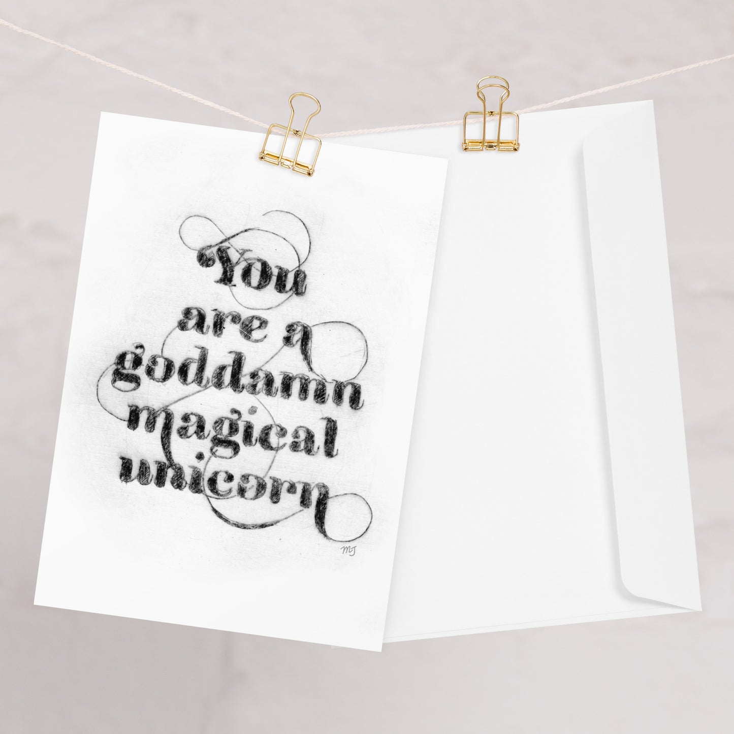 Magical Unicorn - Black Greeting card