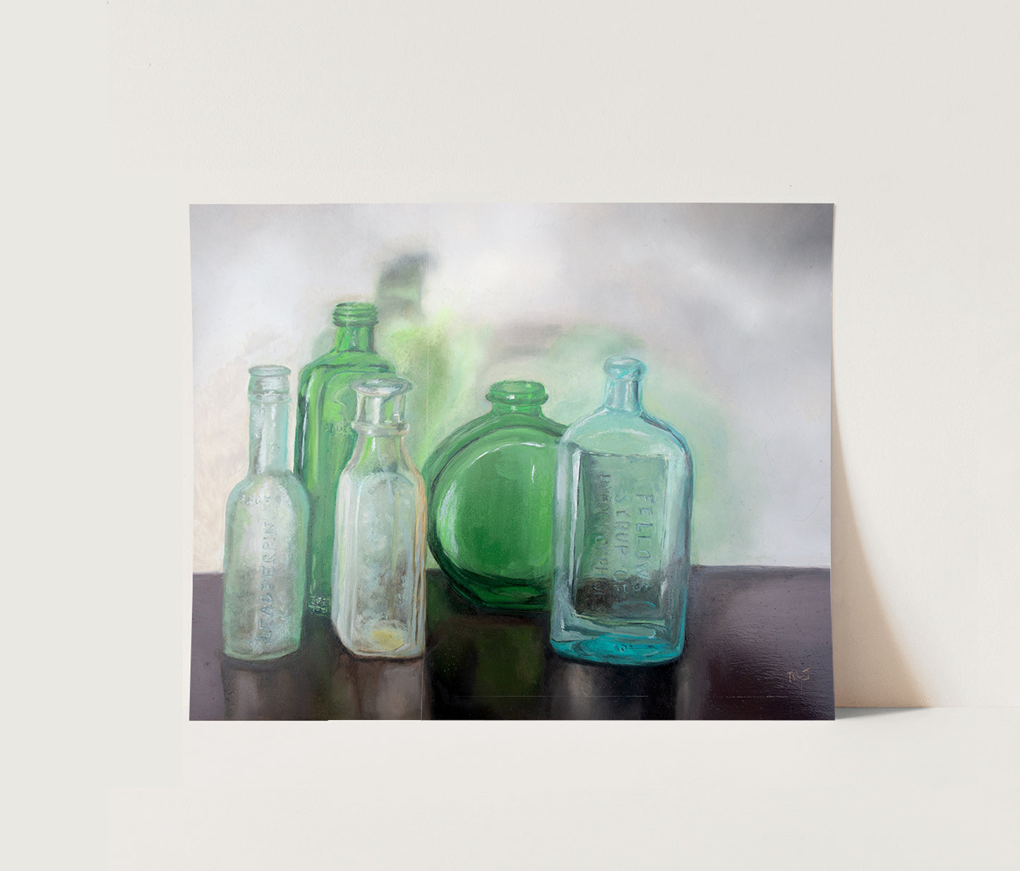 Blue and Green Antique Bottles - Giclée Print