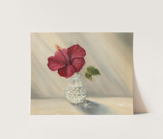 Hibiscus in Crystal Vase - Giclée Print
