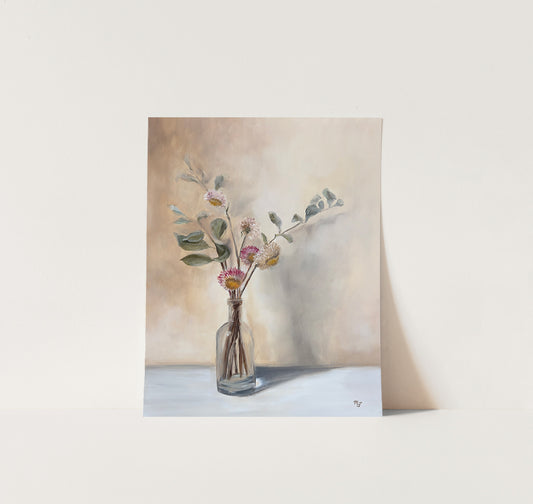 Dried Strawflowers in Glass Vase - Giclée Print