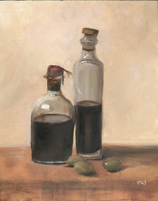 Provence Vinegar Bottles with Olives