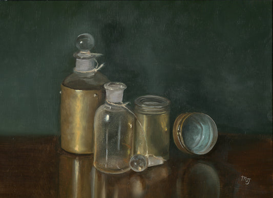 Two Vintage Apothecary Traveling Medicine Bottles