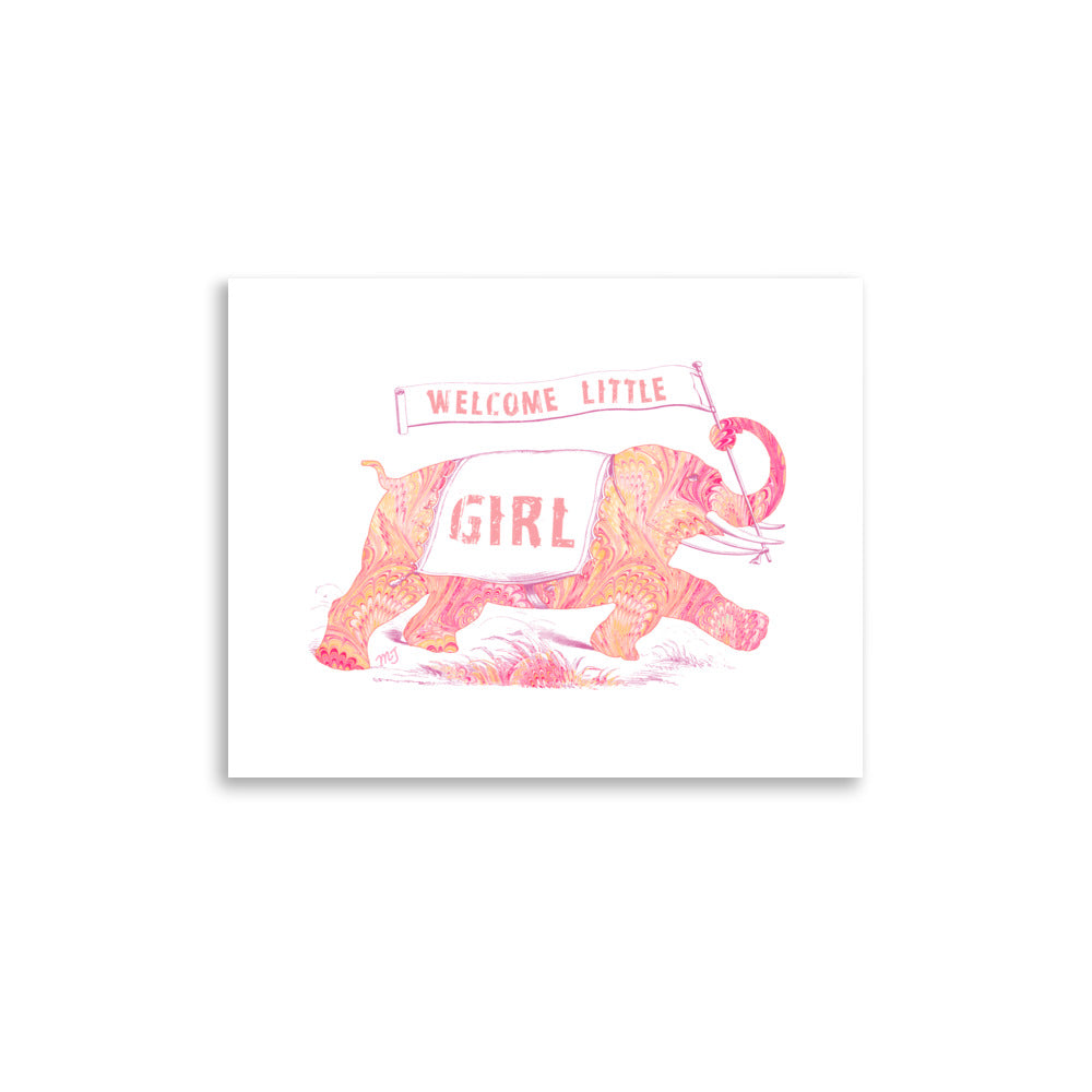 Italian Paper Elephant Welcome Girl Art Print