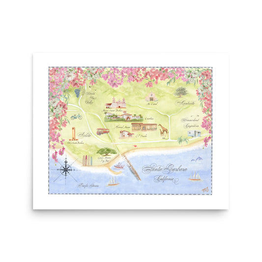 Santa Barbara Map Art Print
